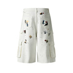 Distressed washed shorts