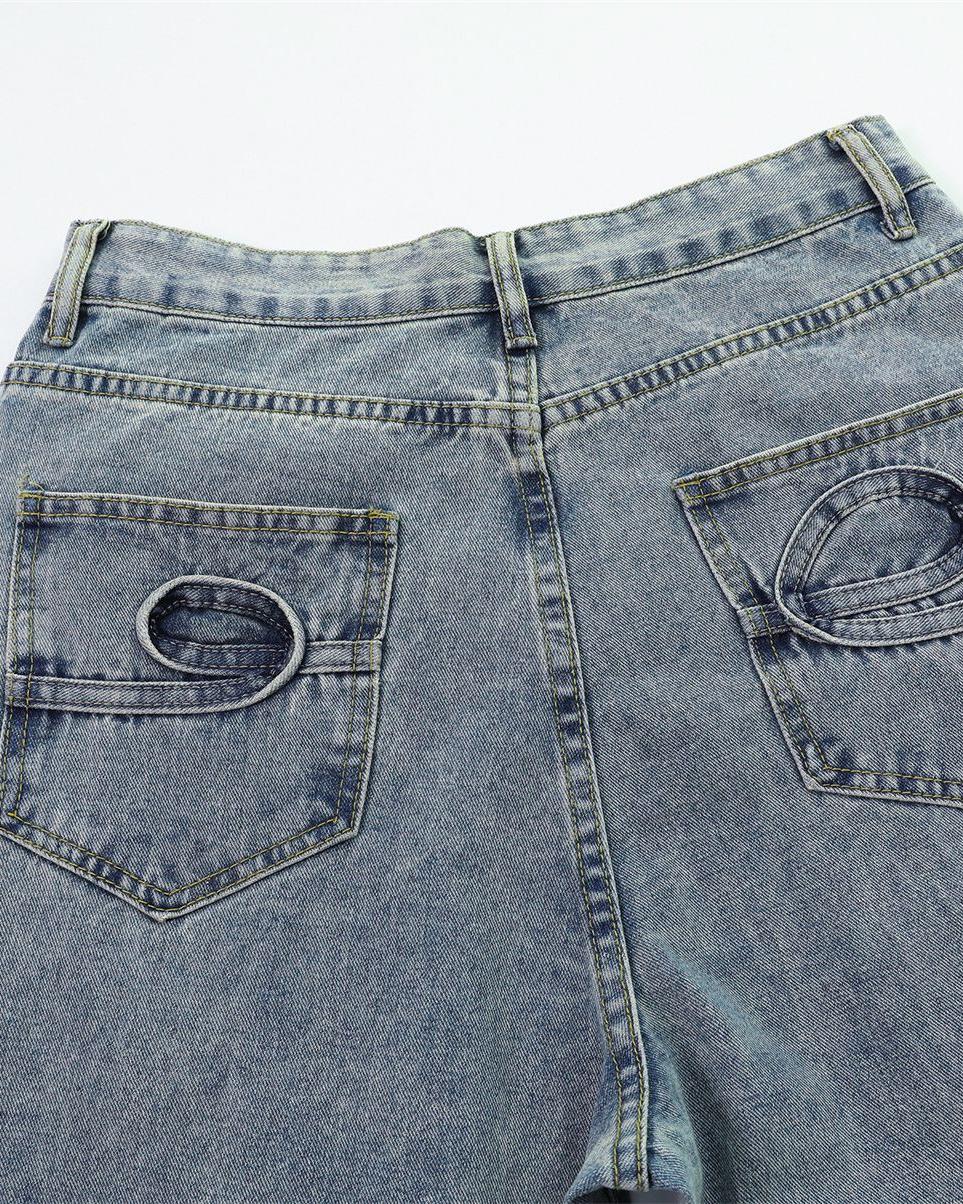 設計感顯瘦直筒牛仔褲