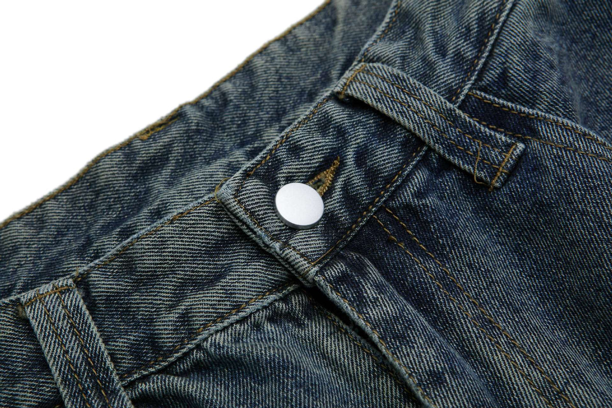 復古做舊工裝牛仔長褲