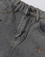 Puppy Embroidered Cropped Shorts