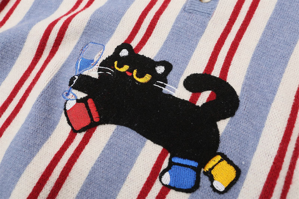 Fun cat lapel sweater
