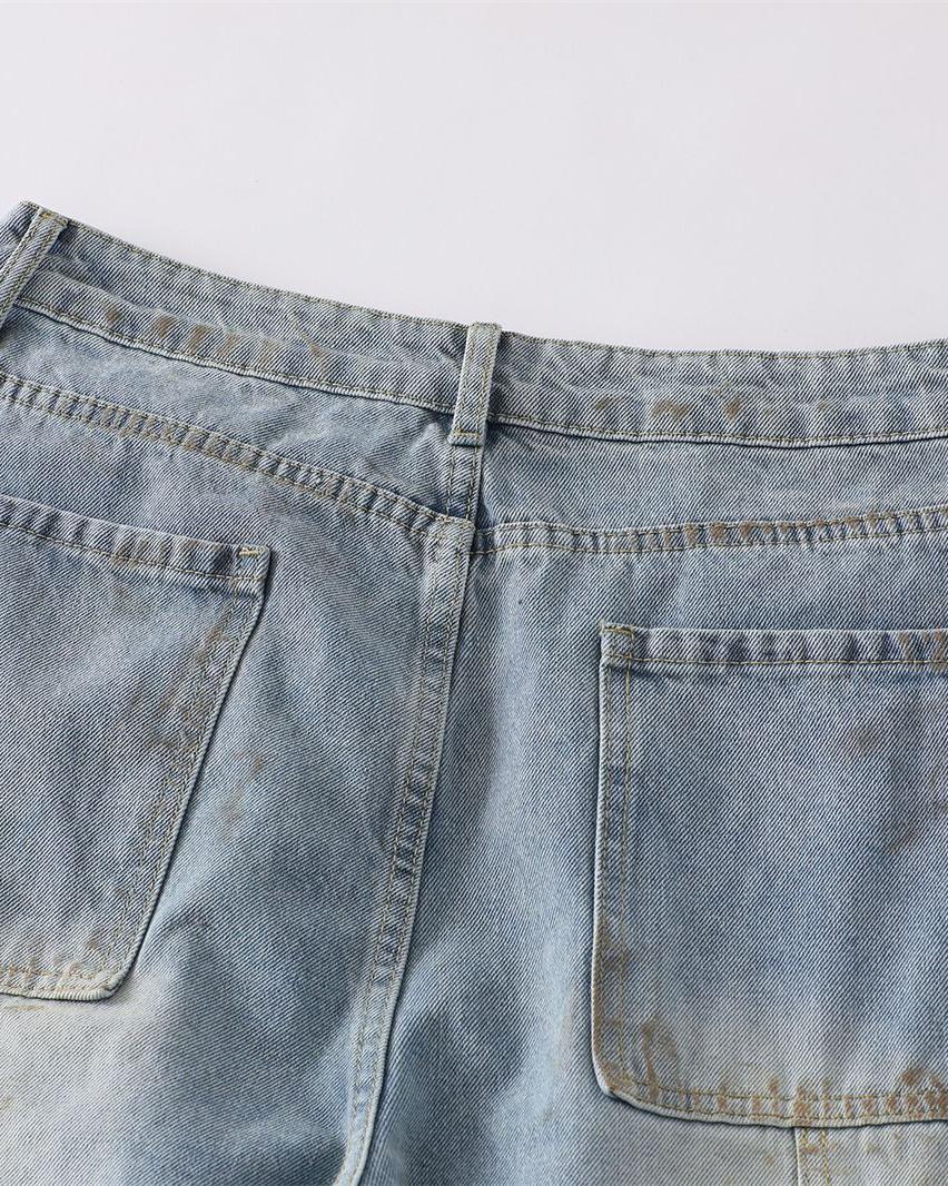 做舊破洞牛仔長褲