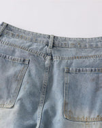 做舊破洞牛仔長褲