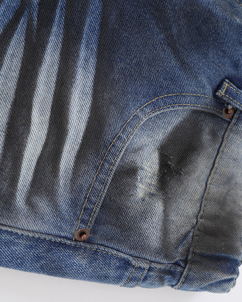 做舊破洞牛仔短褲