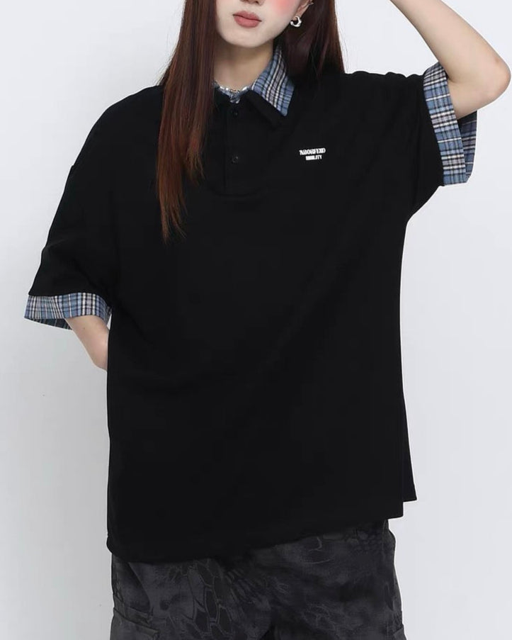 라펠 프린트 반소매