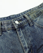 Distressed straight jeans