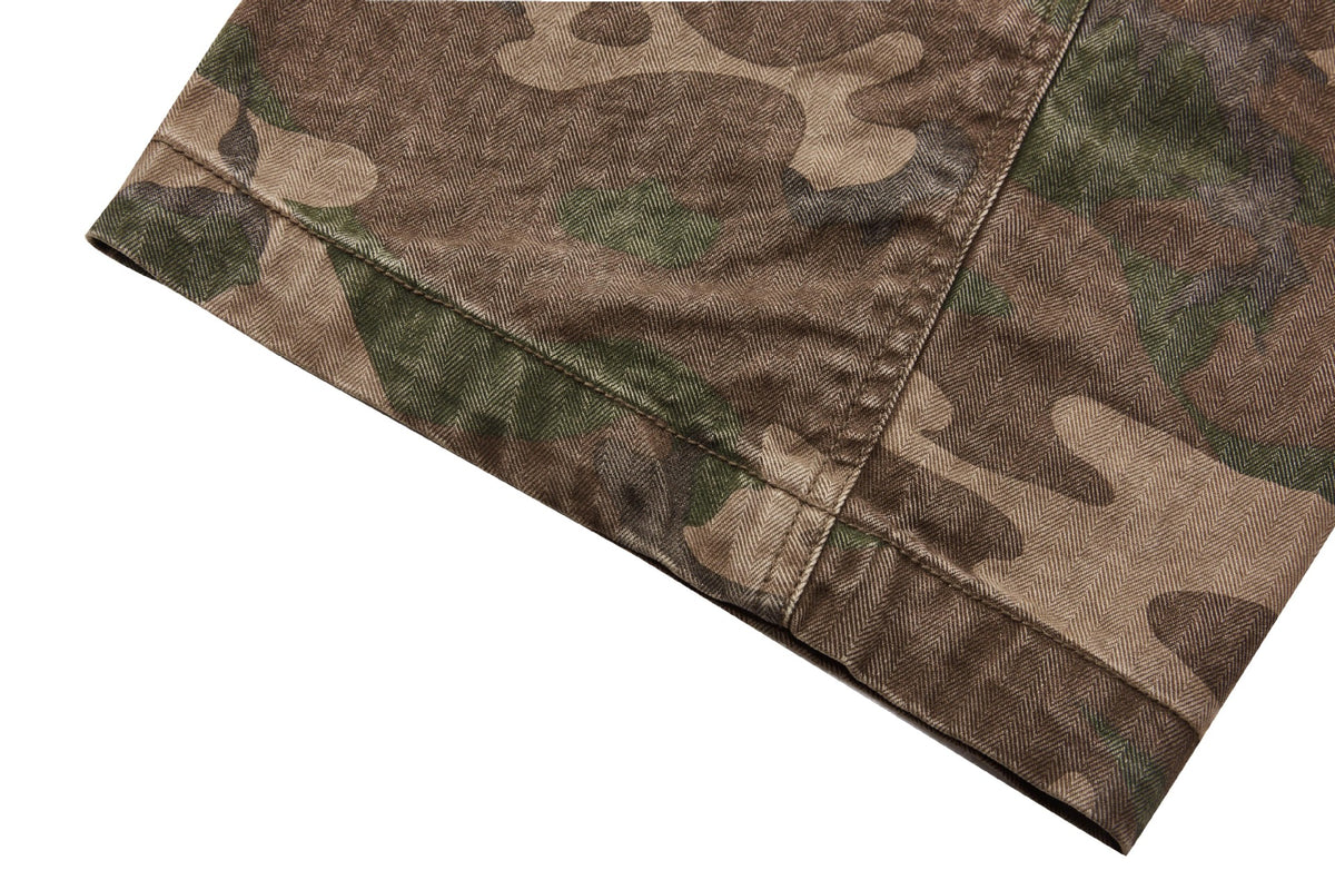 復古水洗做舊迷彩工裝褲