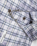 休閑格子短袖襯衫