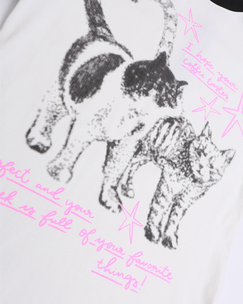 고양이 컬러블록 반팔