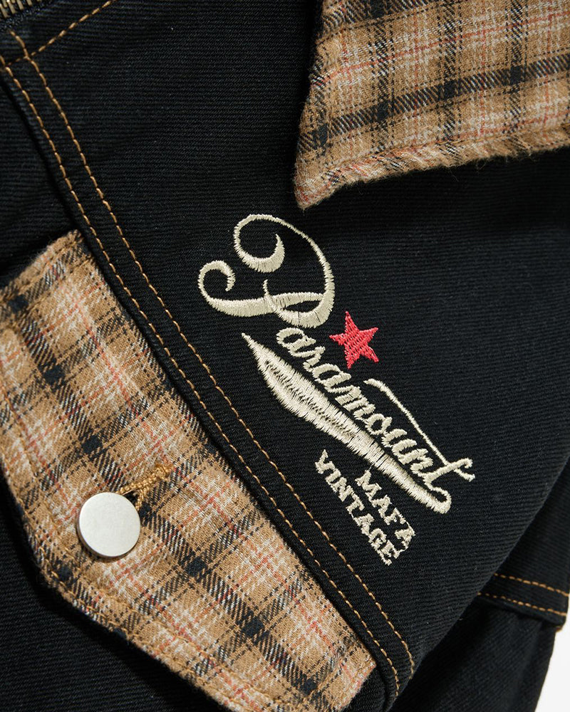 Patchwork plaid embroidered coat