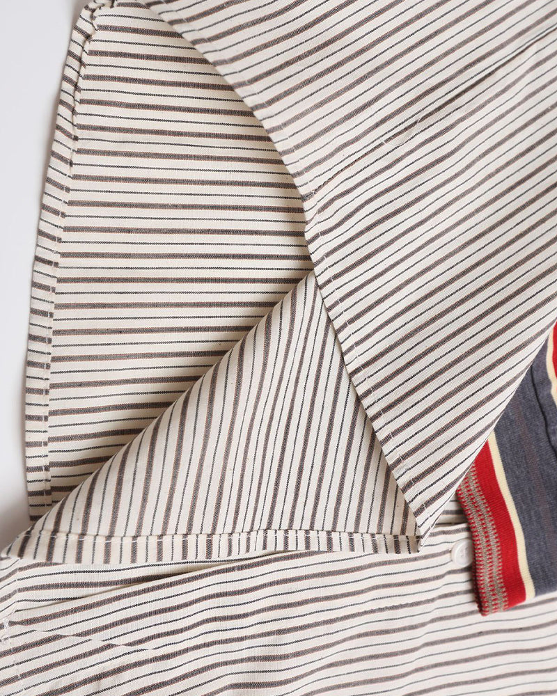 Fake two-piece cape striped long-sleeved shirt