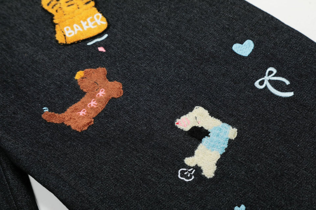 復古簡約水洗牛仔褲