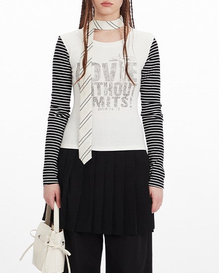 Fake two-piece striped long sleeves