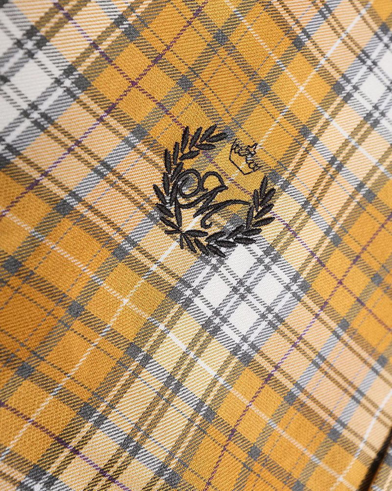 做舊撞色格子連帽襯衫