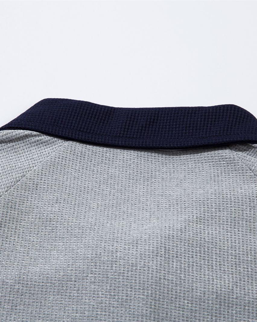 Contrast color lapel short sleeves