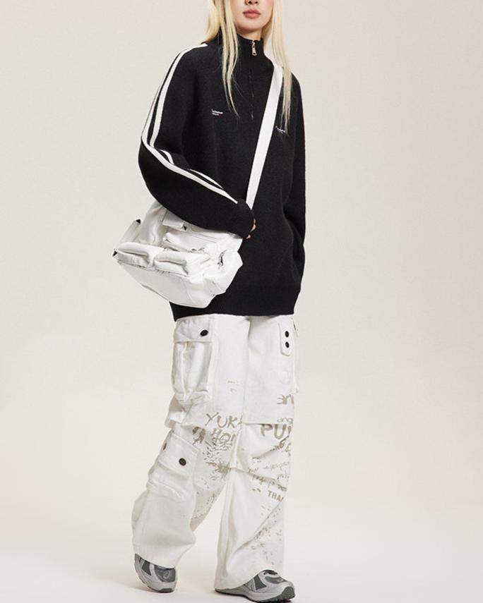 復古運動風立領毛衣