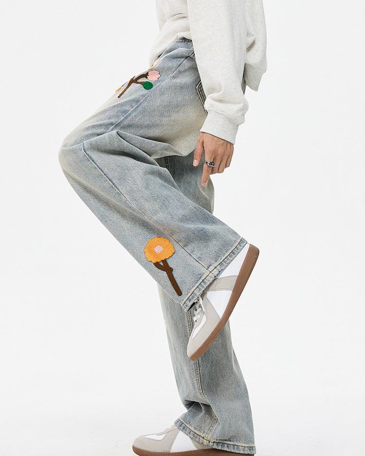 復古牛仔直筒長褲