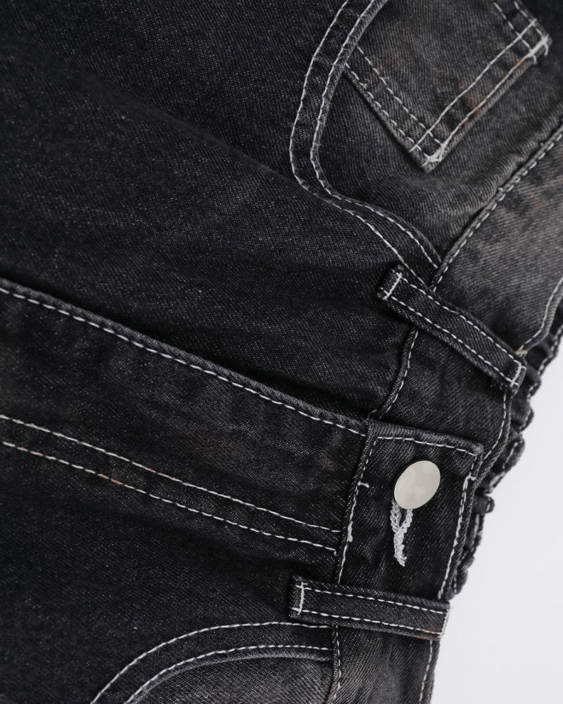 水洗直筒牛仔褲