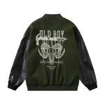 Retro contrast color patchwork embroidered baseball jersey