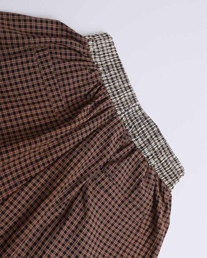 Panelled contrast plaid shorts