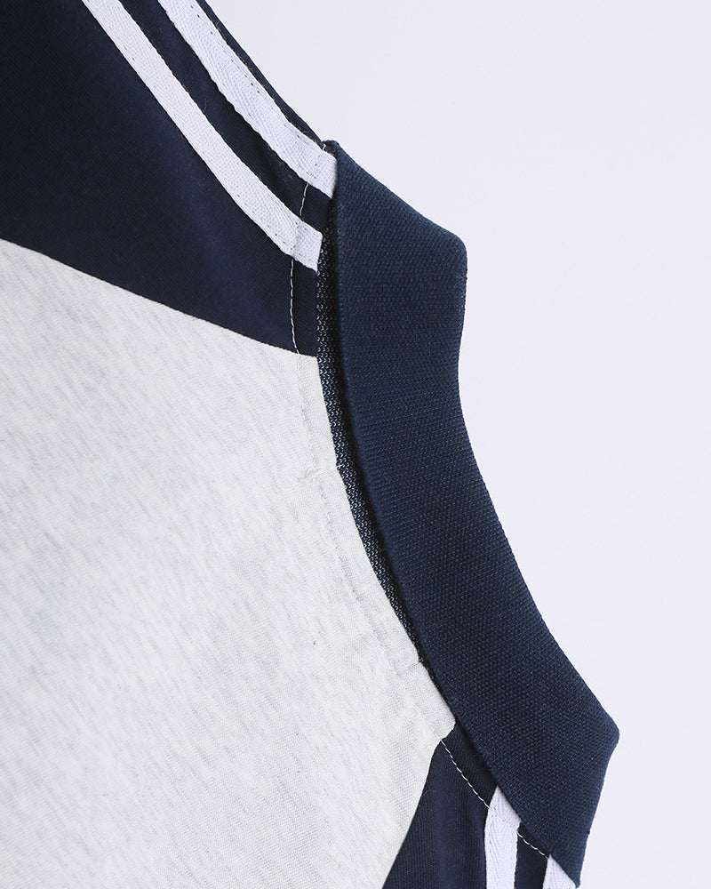 레트로 콘트라스트 폴로 반소매