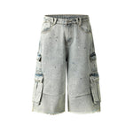 Distressed washed shorts