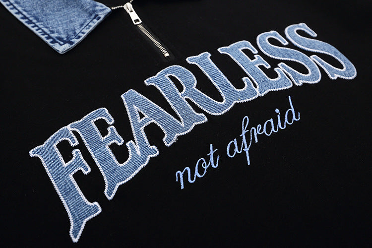 아메리칸 레트로 라펠 지퍼 반소매