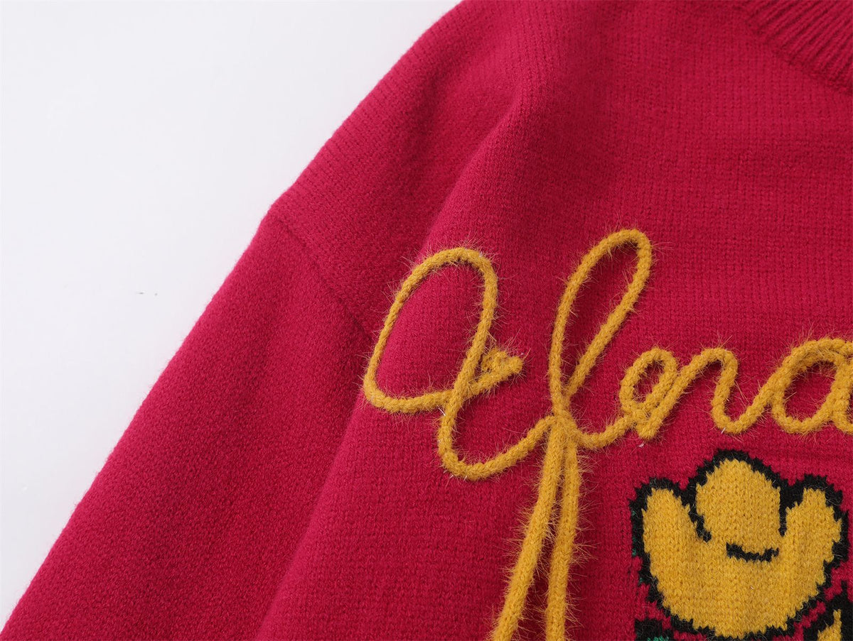 可愛蛇年紅色毛衣