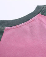 레터 프린트 컬러블록 반팔