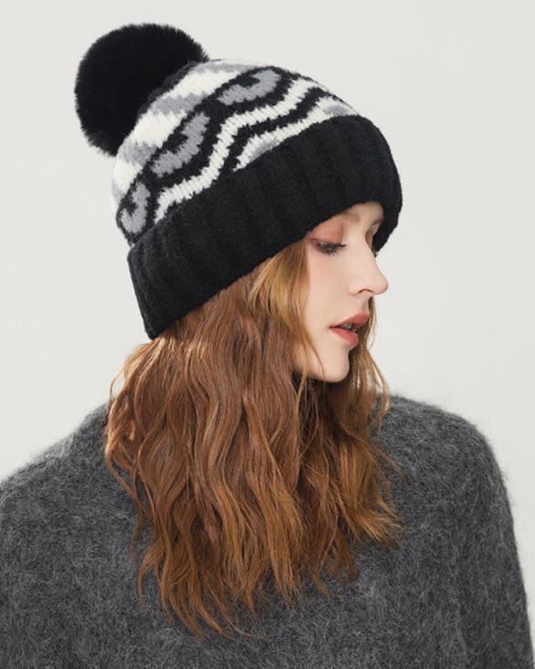 復古拼色保暖護耳帽