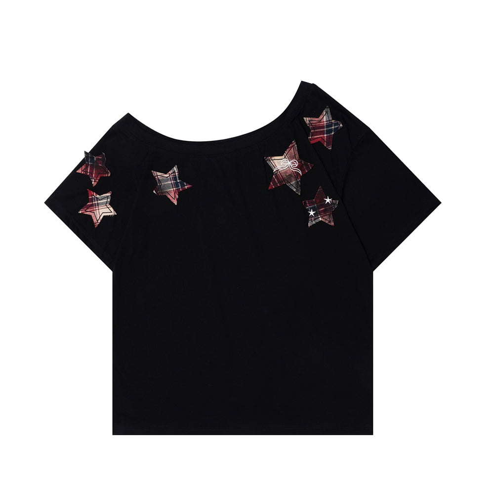 Retro off-shoulder short sleeves