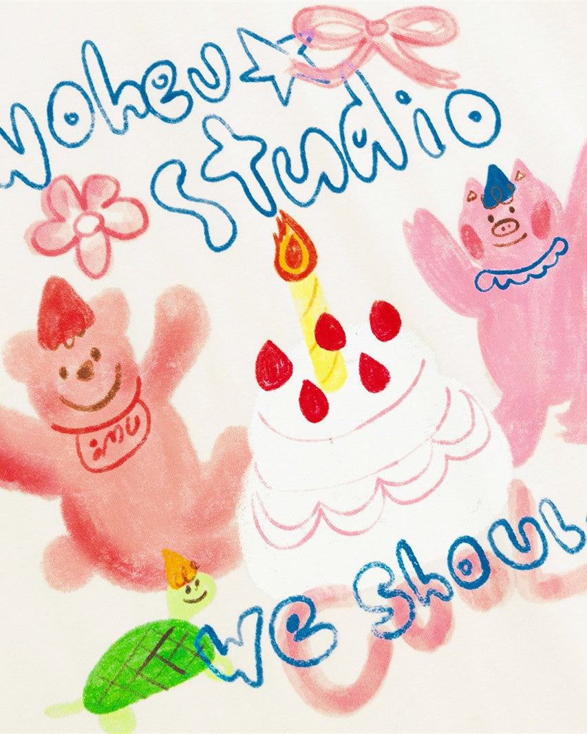 귀여운 컬러블록 프린트 반팔