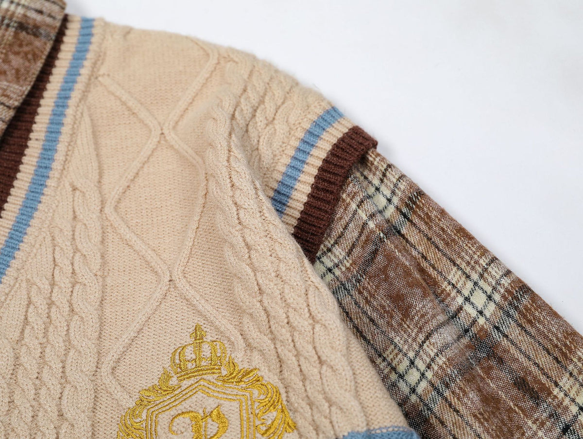 復古假兩件寬鬆毛衣