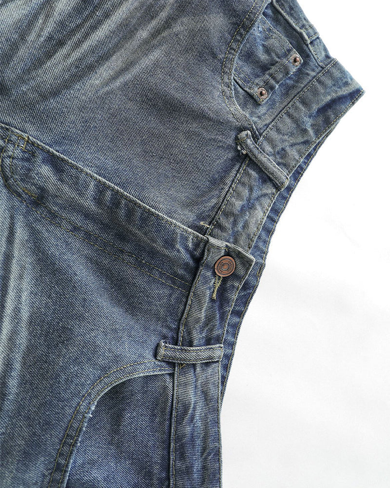 Vintage distressed straight jeans