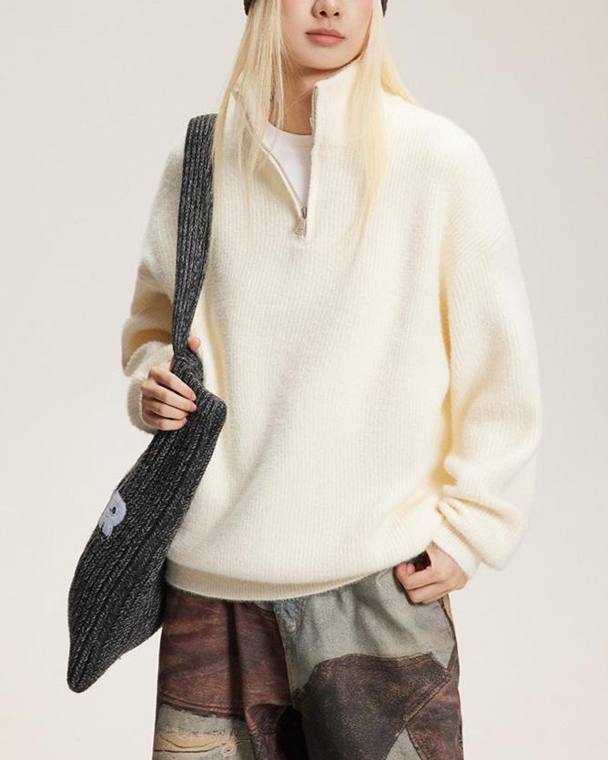 簡約半拉鏈針織衛衣