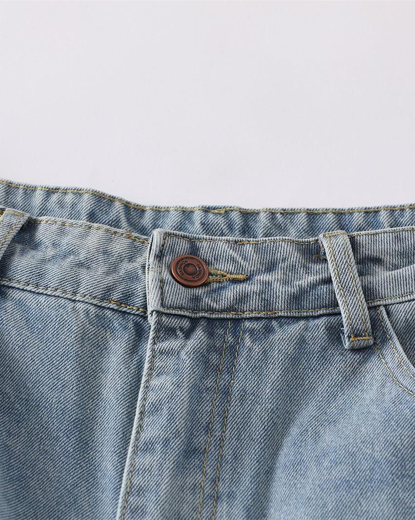 做舊破洞牛仔長褲