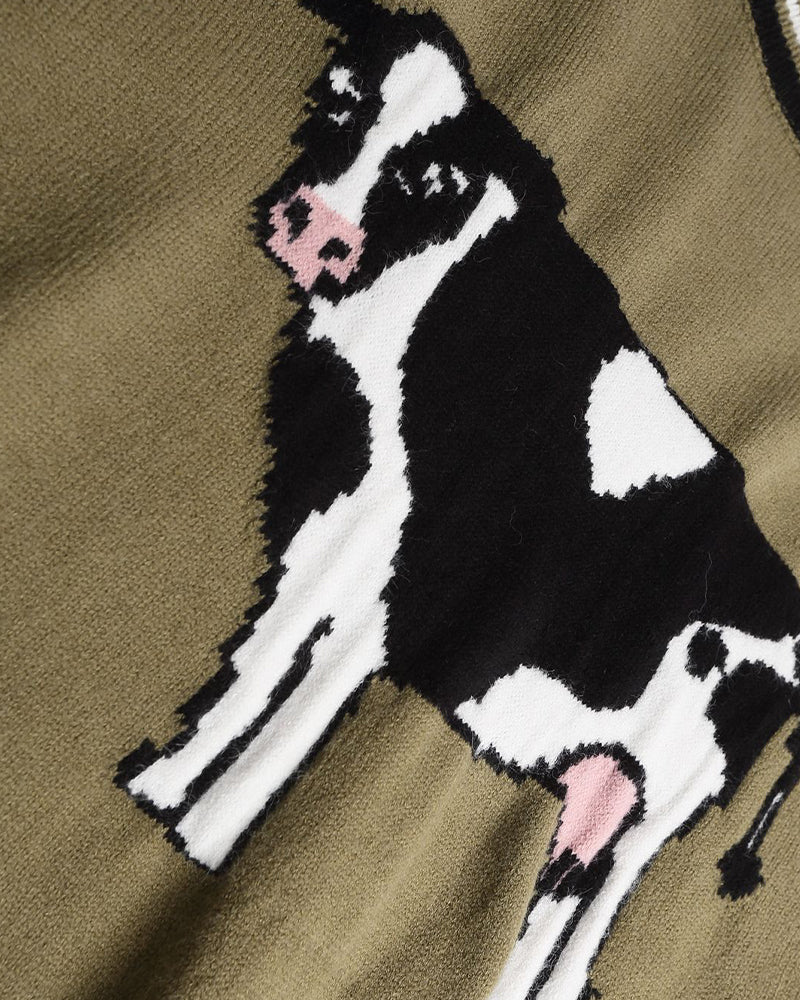 可愛奶牛圓領毛衣