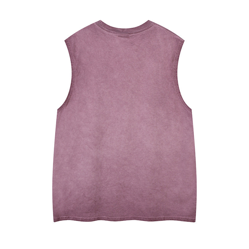 Washed solid color sleeveless vest