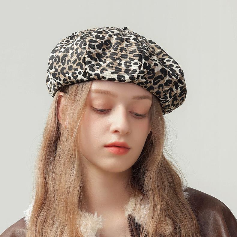 復古豹紋帽