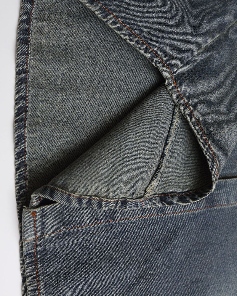 Vintage distressed denim long sleeve shirt