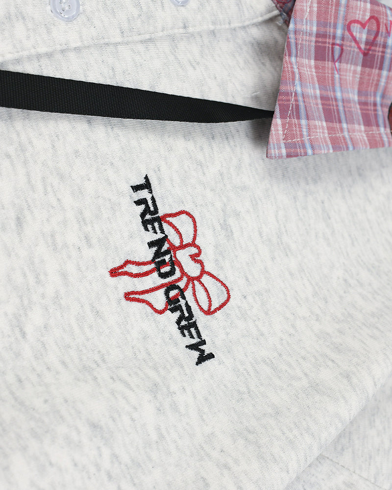 Cute cat embroidery fake two-piece sweatshirt