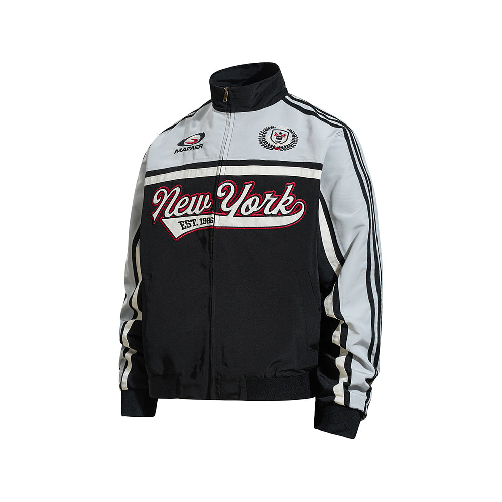 Embroidered stand-up collar coat