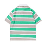 레트로 대비 스트라이프 반소매