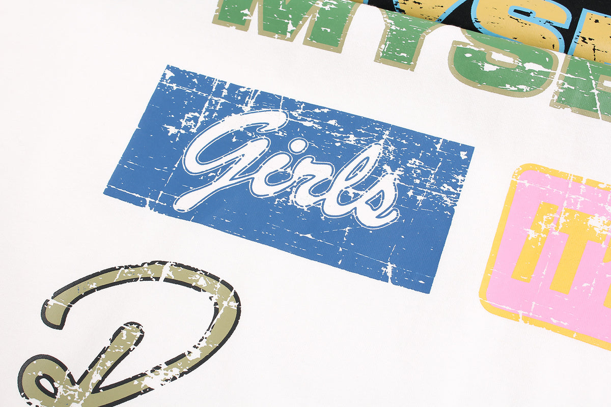 Vintage washed printed short sleeves