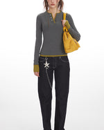 Faux two-piece slim-fit long-sleeved top (women's)