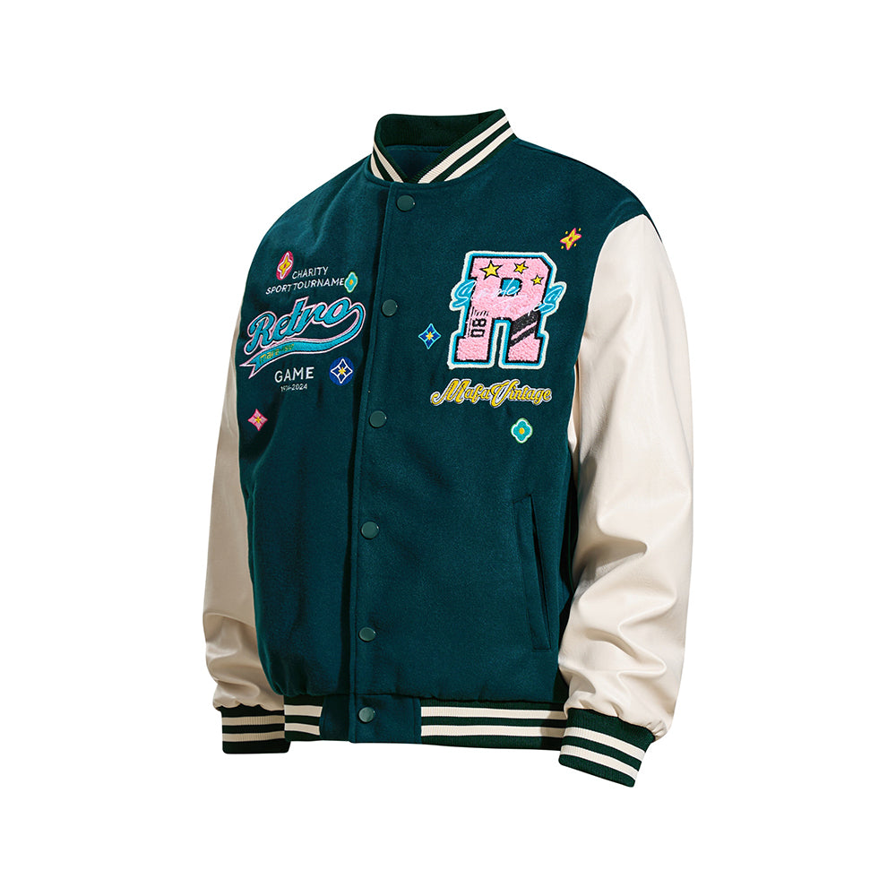 자수 컬러블록 재킷