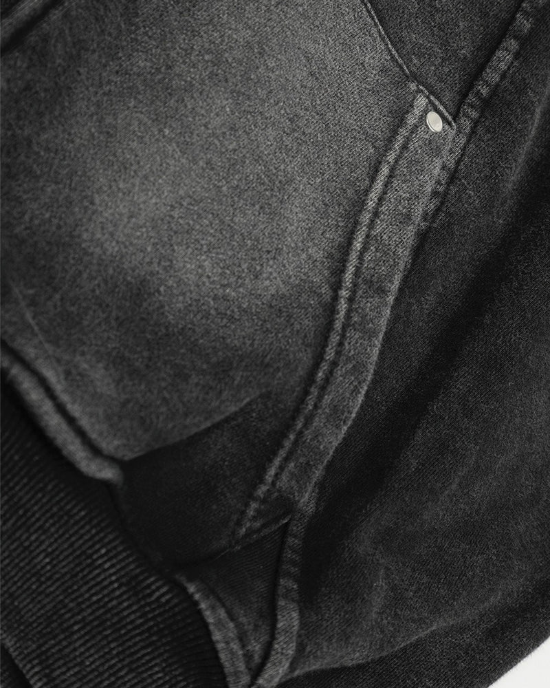 워시드 블랙 디스트레스드 커플 재킷