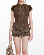 Retro patchwork short sleeves