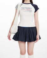 레트로 콘트라스트 프린트 반소매