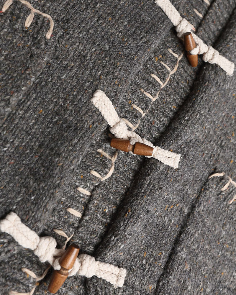 Embroidered duffle button sweater jacket